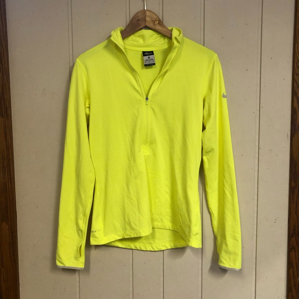 Neon yellow Nike dri-fit half zip size M